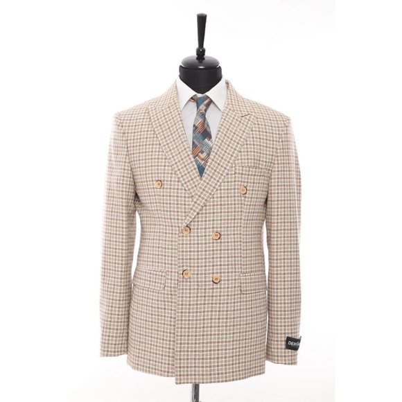 Derman Double Breasted Cream Patterned Luxury Jacket - Picture 1 of 6